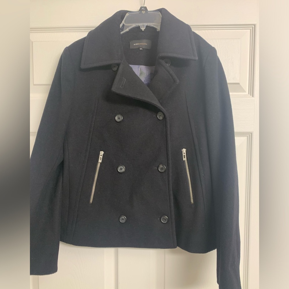 BCBG Maxazria Wool Cashmere Double Breasted Pea‎ Coat Size 10